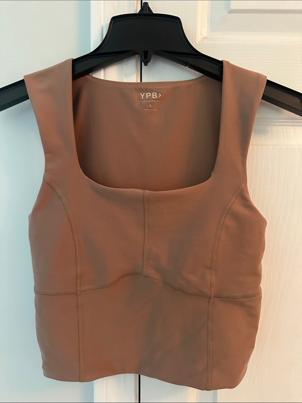 YPB (by A&F) 🤎 Square Neck Crop Bra Top in Light Chocolate Brown- size S